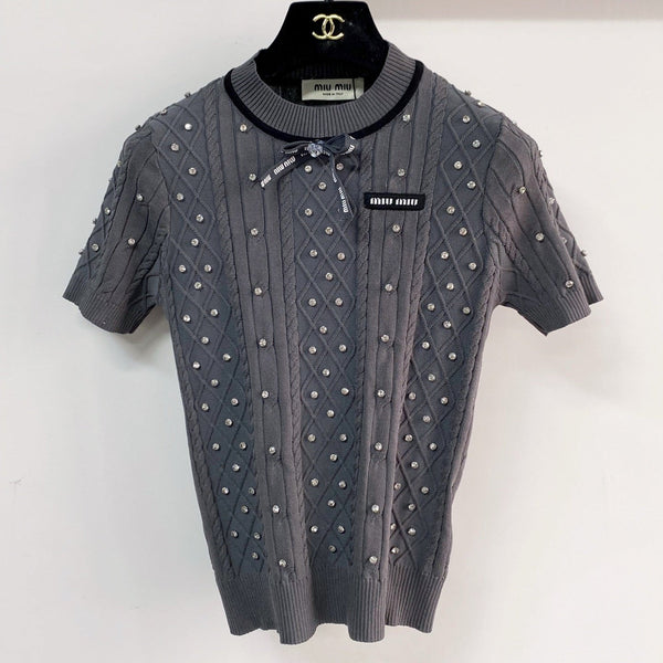 T-shirt Miu Miu manches courtes gris en acrylique 204090