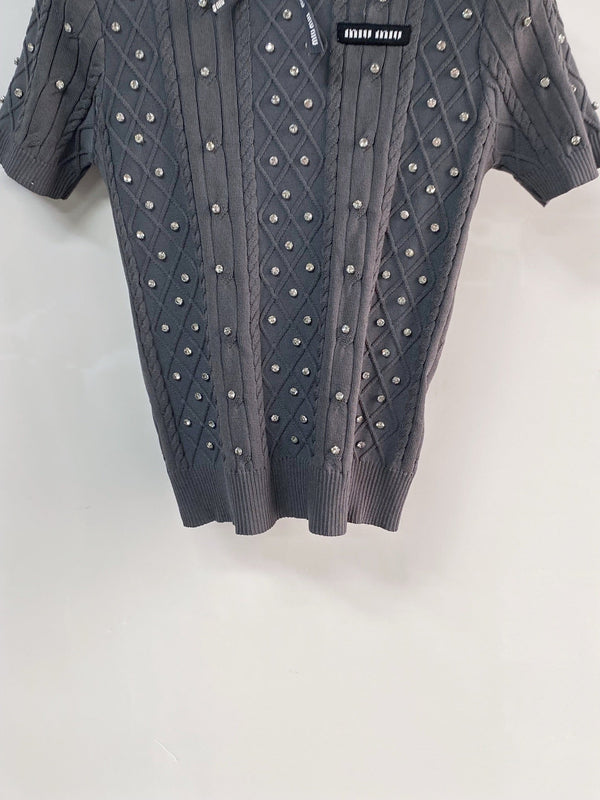 T-shirt Miu Miu manches courtes gris en acrylique 204090