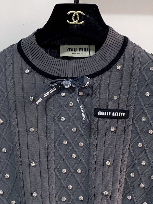 T-shirt Miu Miu manches courtes gris en acrylique 204090