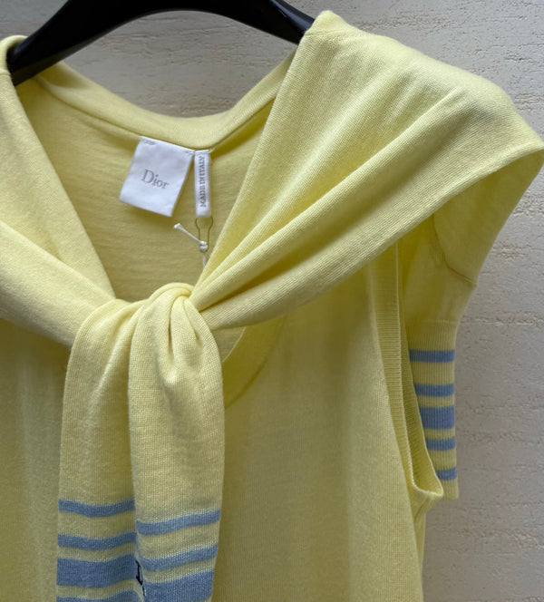 Dior Striped Shawl-style Knit Top Yellow Lemon in Cashmere 212930