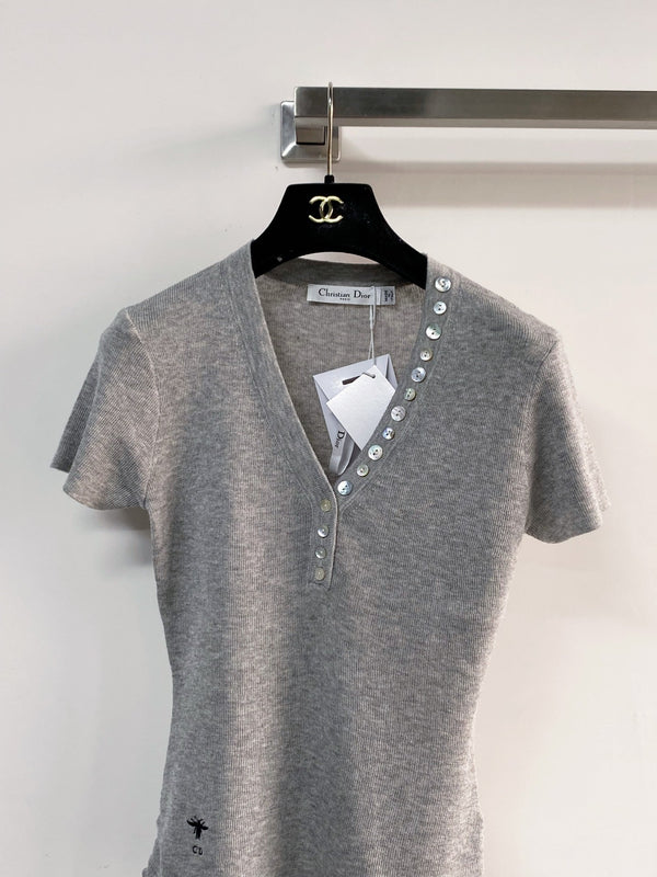 Dior Short-Sleeve T-Shirt Light Gray in Cotton 207960