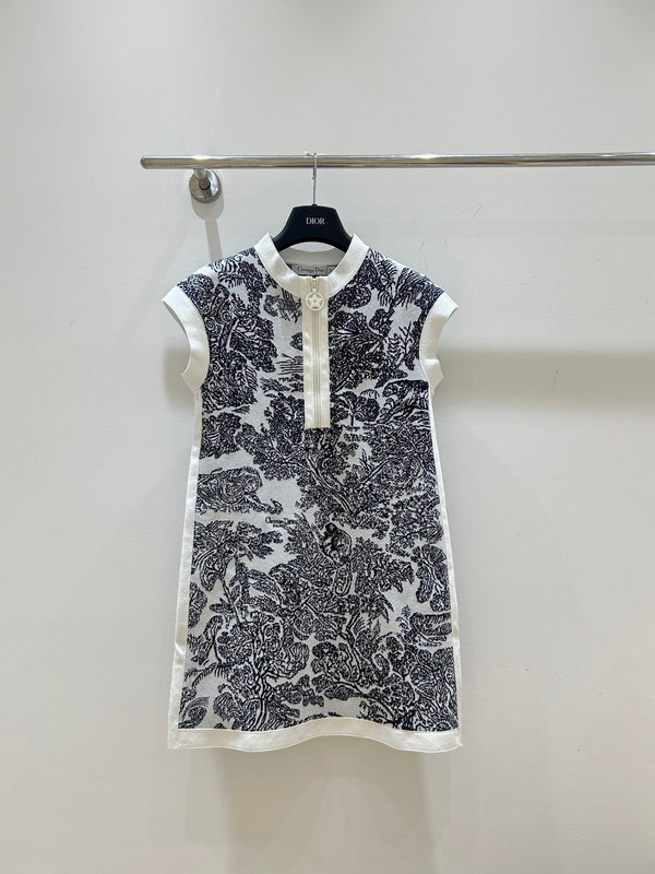 Dior French Retro Sleeveless Half-open Zipper Dress in Wool 201181