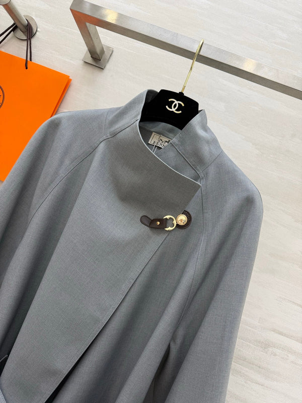 HM Stand Collar Trench Coat Gray in Cotton and Polyester 221621