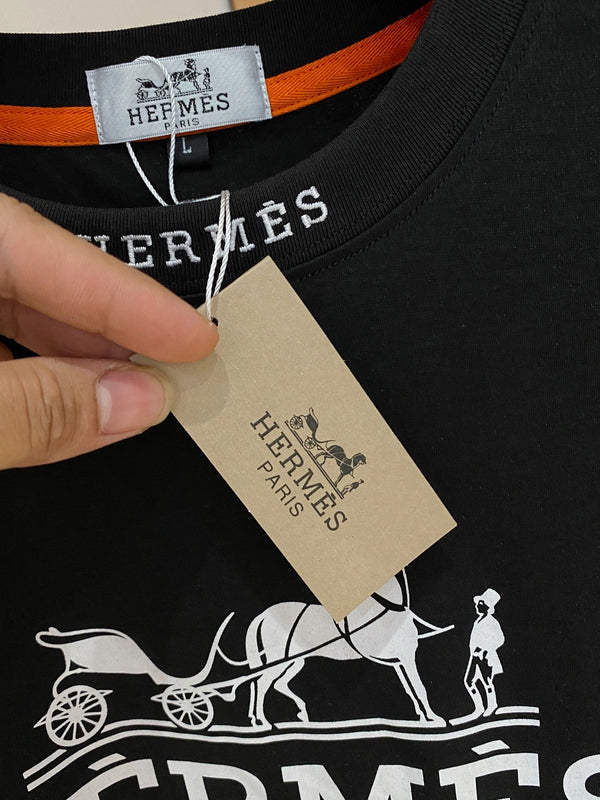 T-shirt à manches courtes HM Noir en Coton 215435