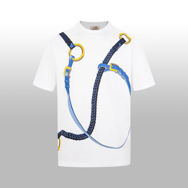 HM  Short-Sleeve T-Shirt with Equestrian Theme Print White in Cotton 215417