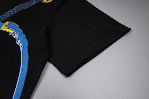 T-shirt à manches courtes HM en coton avec imprimé thème équestre Noir 215416