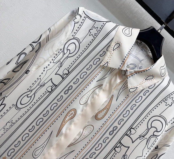 HM 26 Printed Long-Sleeve Shirt White in Mulberry Silk 172264