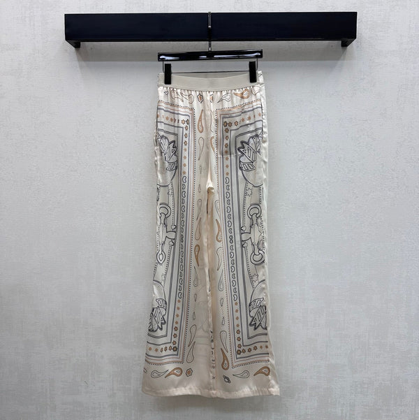 HM 26 Pantalon droit imprimé Blanc en Soie de mûrier 172263