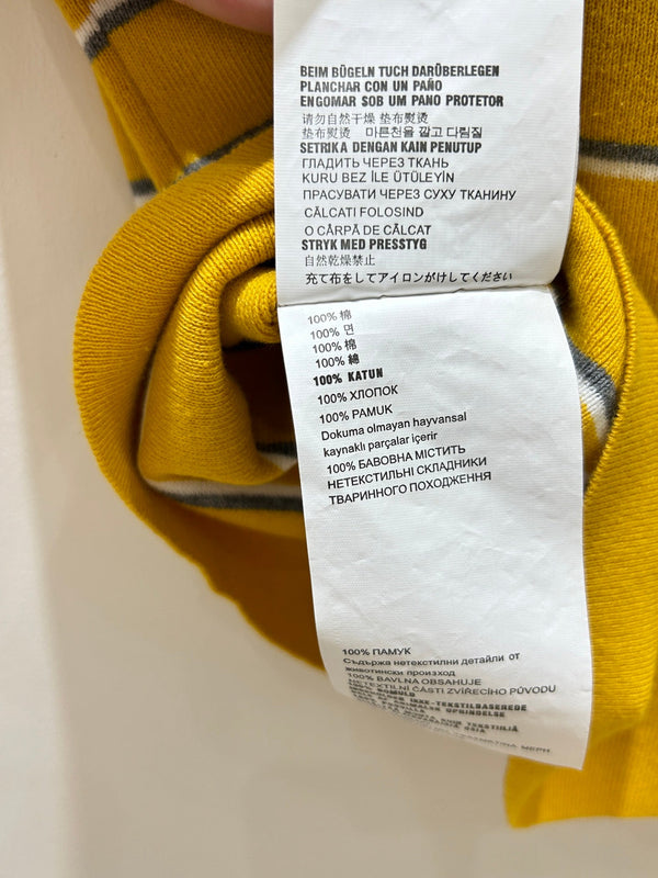 T-shirt en coton tricoté rayé jaune à manches courtes Miu Miu 221234