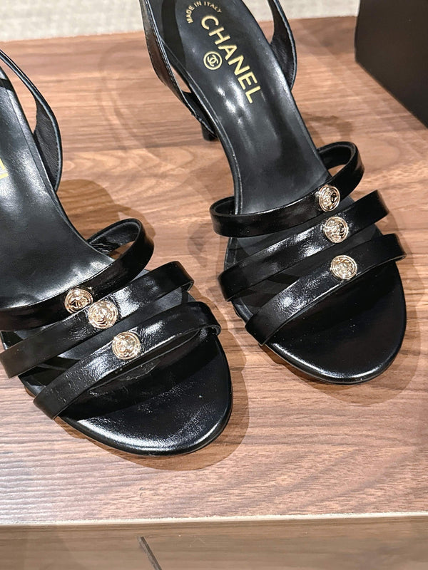 CC 26SS  Strappy High-Heeled 85 Sandals Black in Cowhide 692564