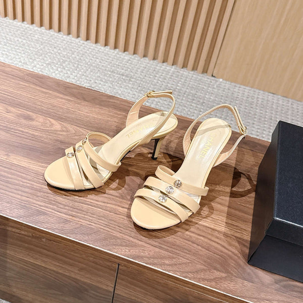 CC 26SS  Strappy High-Heeled 85 Sandals Light Beige in Cowhide 692563