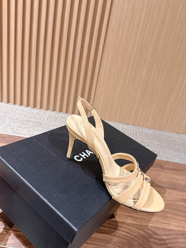 CC 26SS  Strappy High-Heeled 85 Sandals Light Beige in Cowhide 692563