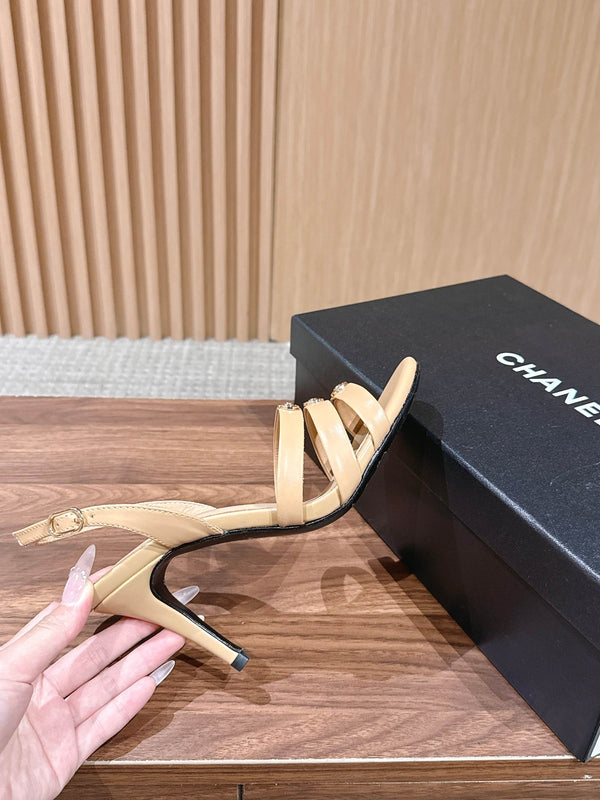 CC 26SS  Strappy High-Heeled 85 Sandals Light Beige in Cowhide 692563