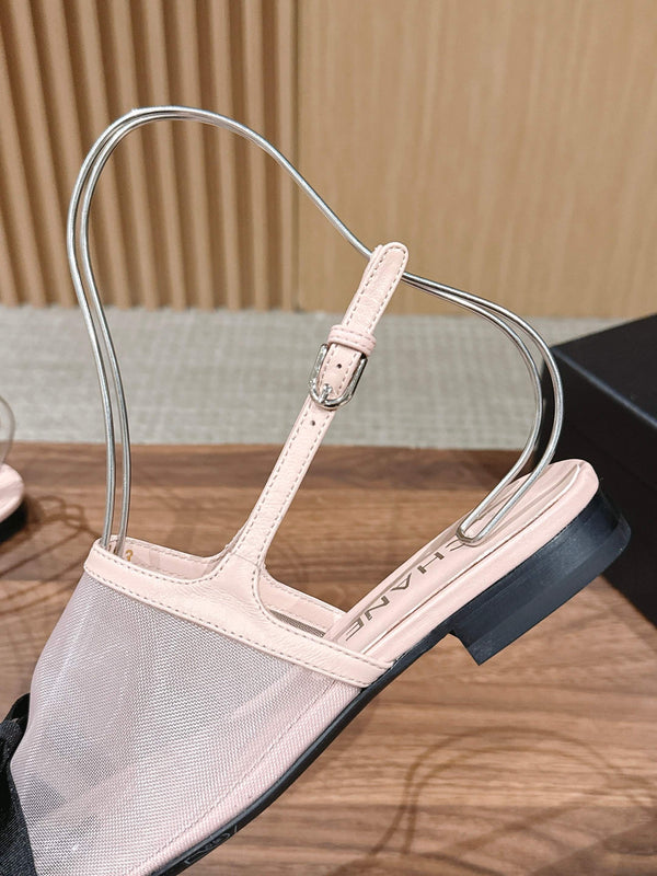 CC 26SS Slingback with Bow Light Pink Black in Mesh 692551