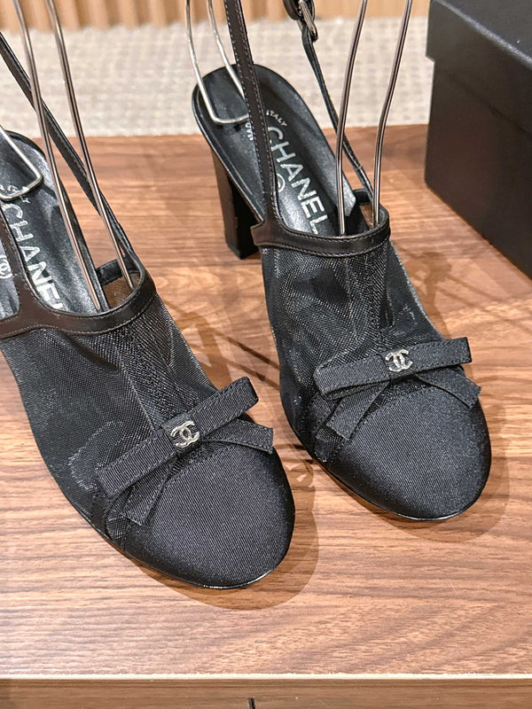 CC 26SS Slingback 80 with Bow Black in Mesh 692548
