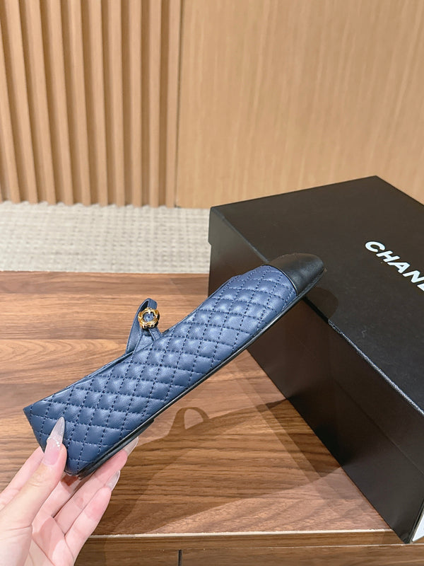 CC 26SS Quilted Mary Jane Blue Black in Calfskin 692540