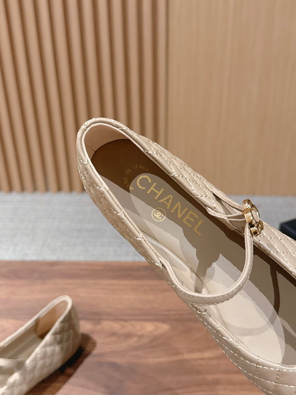 CC 26SS Quilted Mary Jane Light Beige in Calfskin 692539