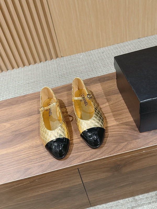 CC 26SS Quilted Mary Jane Gold in Calfskin 692536