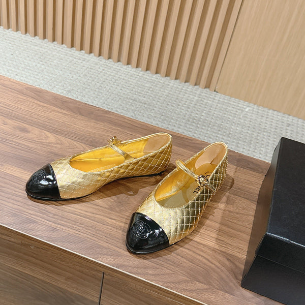 CC 26SS Quilted Mary Jane Gold in Calfskin 692536
