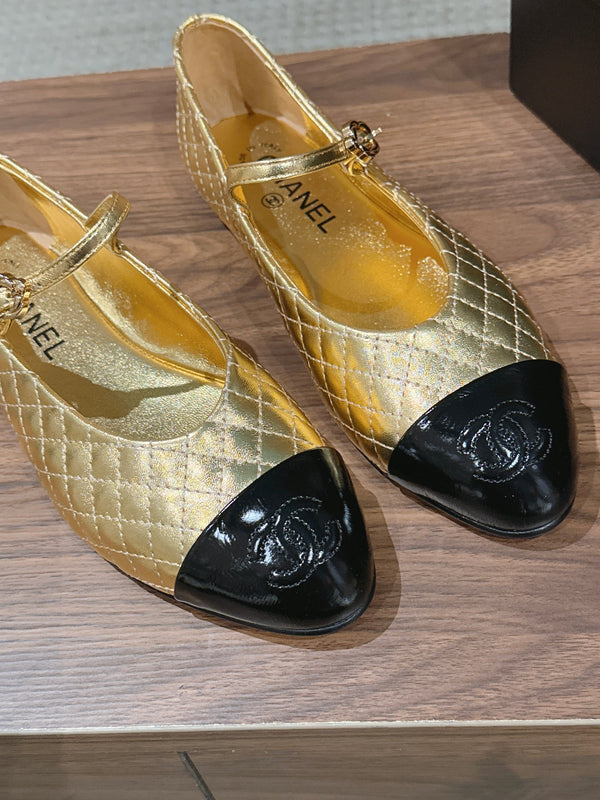 CC 26SS Quilted Mary Jane Gold in Calfskin 692536