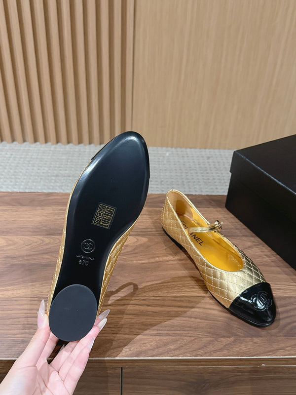 CC 26SS Quilted Mary Jane Gold in Calfskin 692536