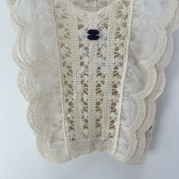 Gilet en dentelle au crochet Chanel ivoire en laine 362357
