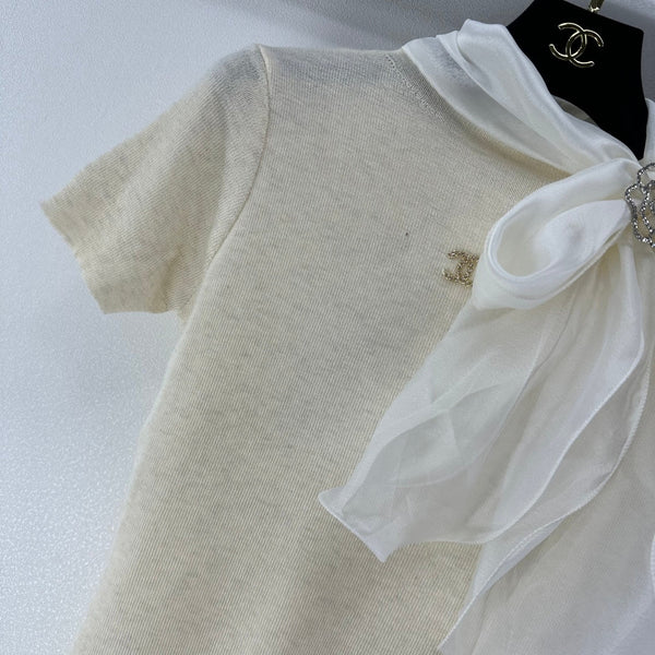 Chanel Bow-Tie Knit Top Beige in Viscose 361050