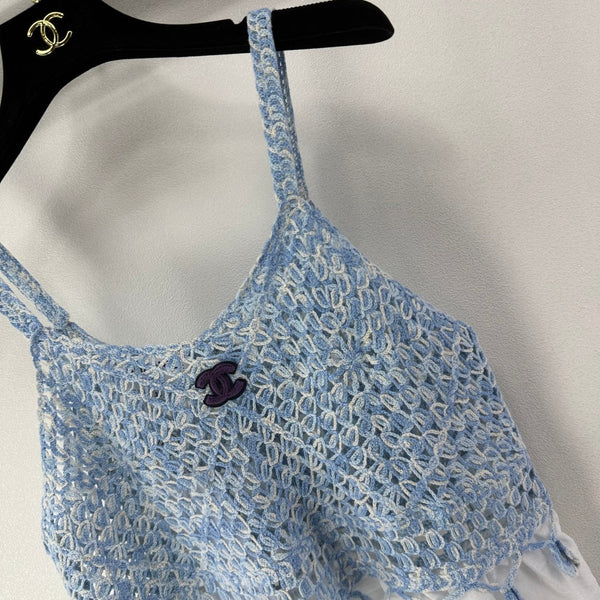 Caraco Chanel en dentelle bleu en laine 361032