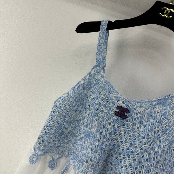 Caraco Chanel en dentelle bleu en laine 361032