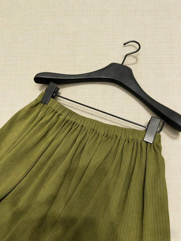 Miu Miu Olive Green Lace-trimmed Mini Culottes in Cotton 219021