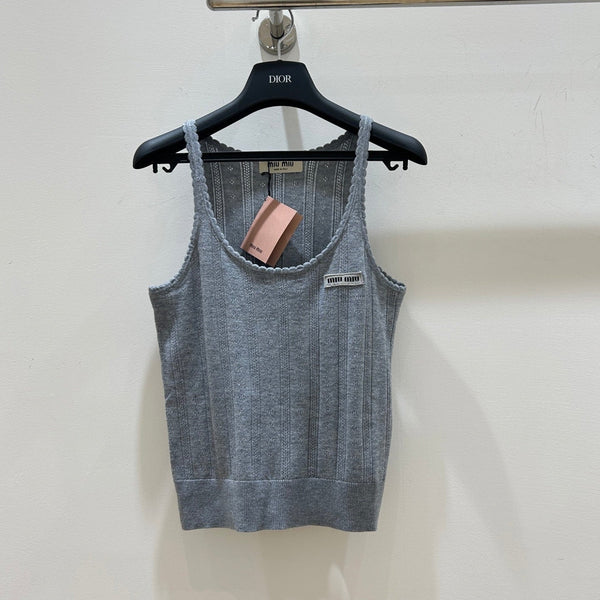 Miu Miu Wavy Lace Vest Gray in Wool 218889