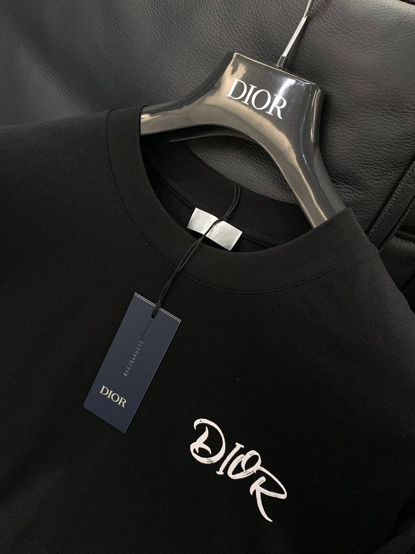 Dior Crew Neck Short-sleeved T-shirt Black in Cotton 232888