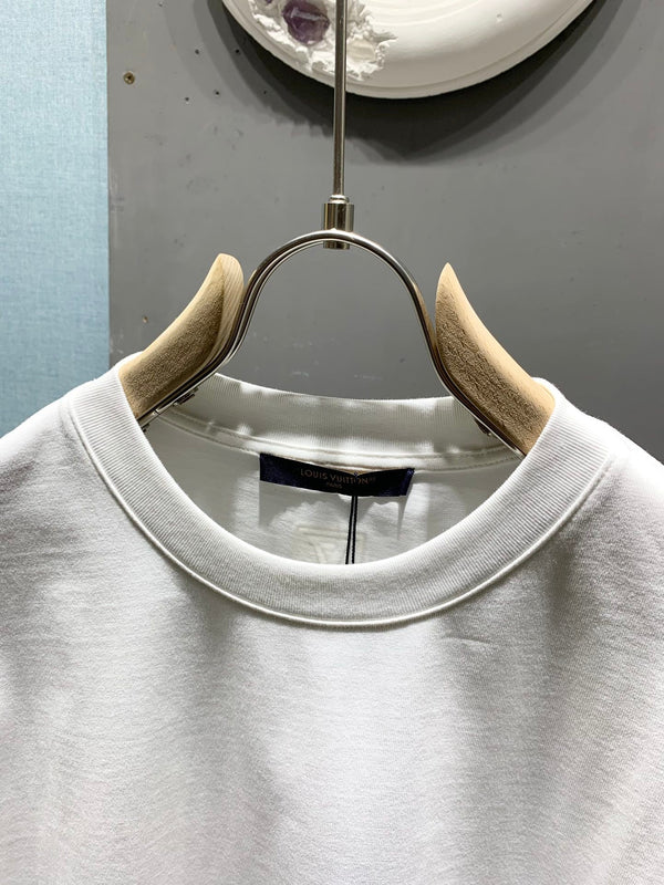 LV Embroidered Applique T-Shirt White in Cotton 229468