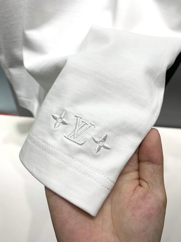 LV Embroidered Applique T-Shirt White in Cotton 229468