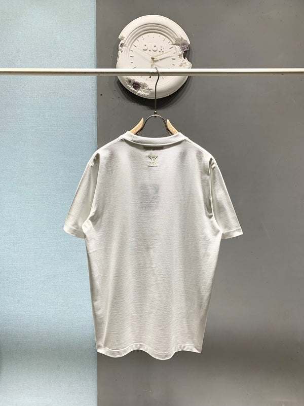 LV Embroidered Applique T-Shirt White in Cotton 229468