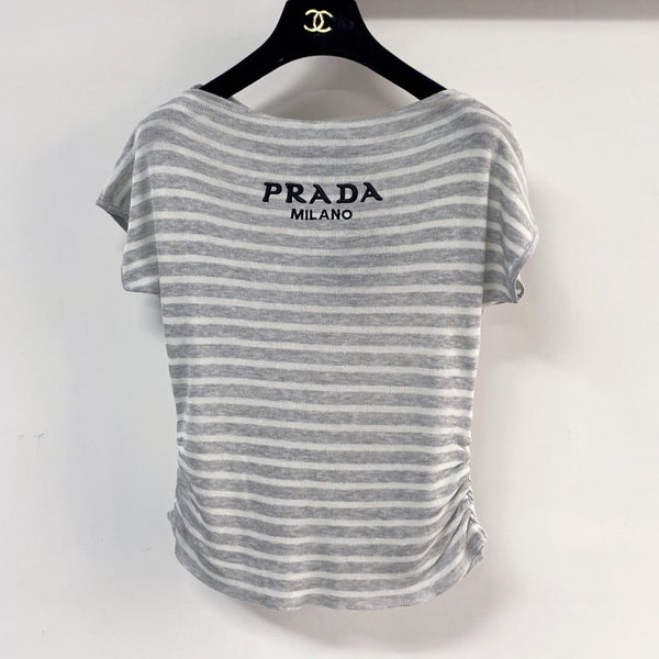 Prada Short-Sleeve T-Shirt Light Gray in Cotton 231744
