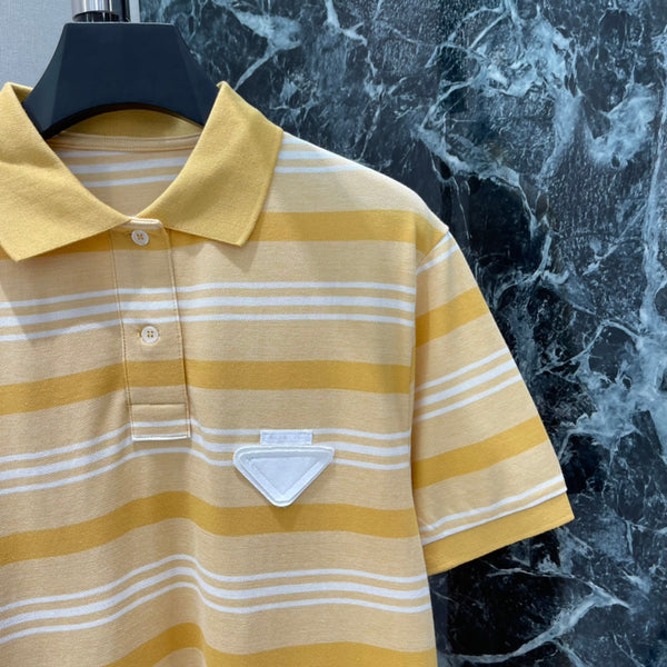 Prada 26 Striped Polo Dress Yellow White in Cotton 220256