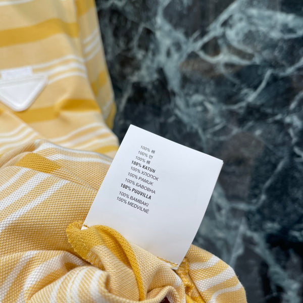 Prada 26 Striped Polo Dress Yellow White in Cotton 220256