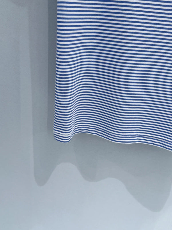 Prada Color-Blocked Short-Sleeve T-Shirt Blue White in Cotton 232384