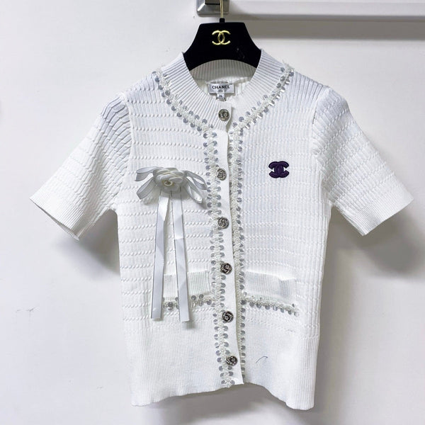 T-Shirt Chanel Manches Courtes Blanc en Coton 248257