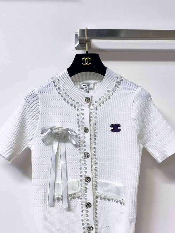 T-Shirt Chanel Manches Courtes Blanc en Coton 248257