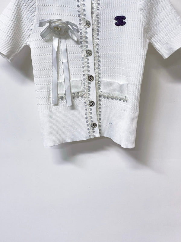 T-Shirt Chanel Manches Courtes Blanc en Coton 248257