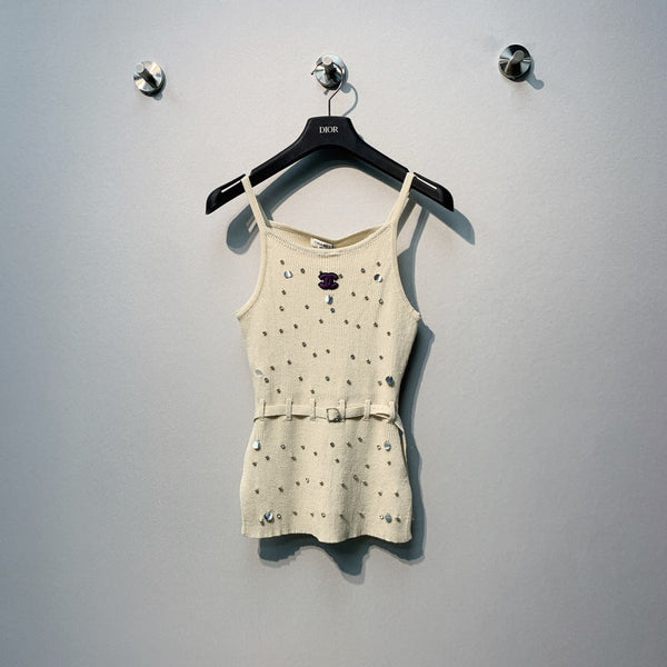 Chanel 26 Cream Rhinestone Camisole in Wool 254175