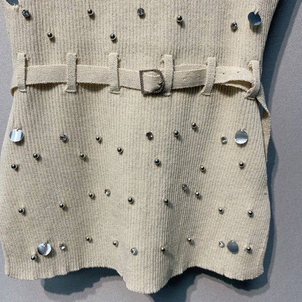 Chanel 26 Cream Rhinestone Camisole in Wool 254175