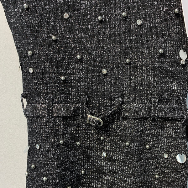 Chanel 26 Camisole en laine noire avec strass 254174