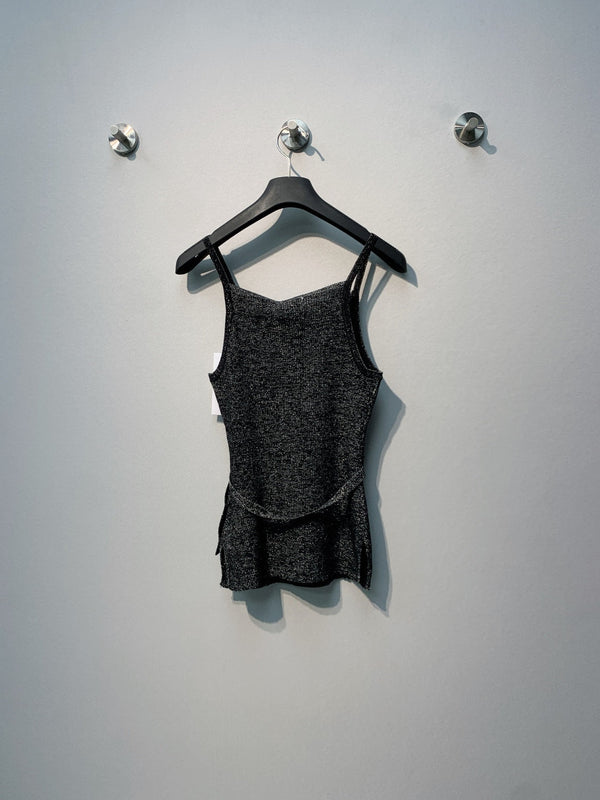Chanel 26 Camisole en laine noire avec strass 254174