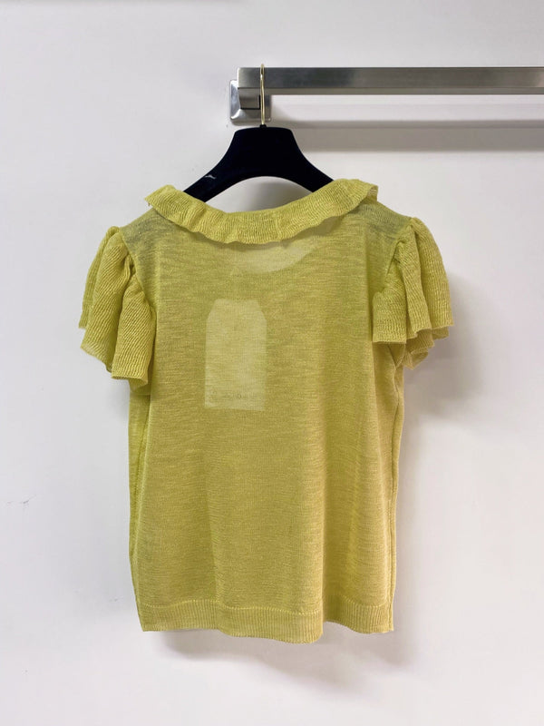 T-shirt Chanel à manches courtes, vert-jaune clair en laine 252206