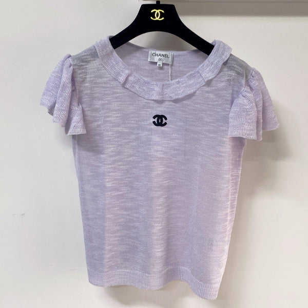 T-shirt Chanel à manches courtes violet en laine 252205