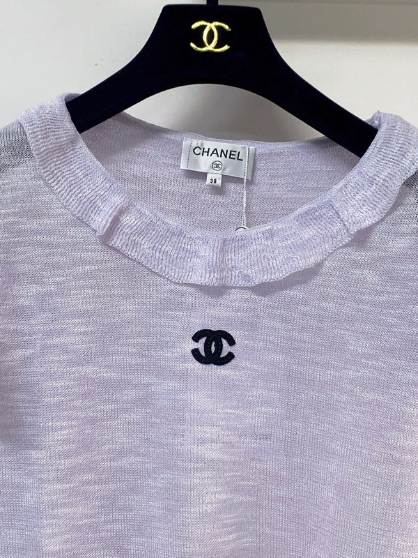 T-shirt Chanel à manches courtes violet en laine 252205