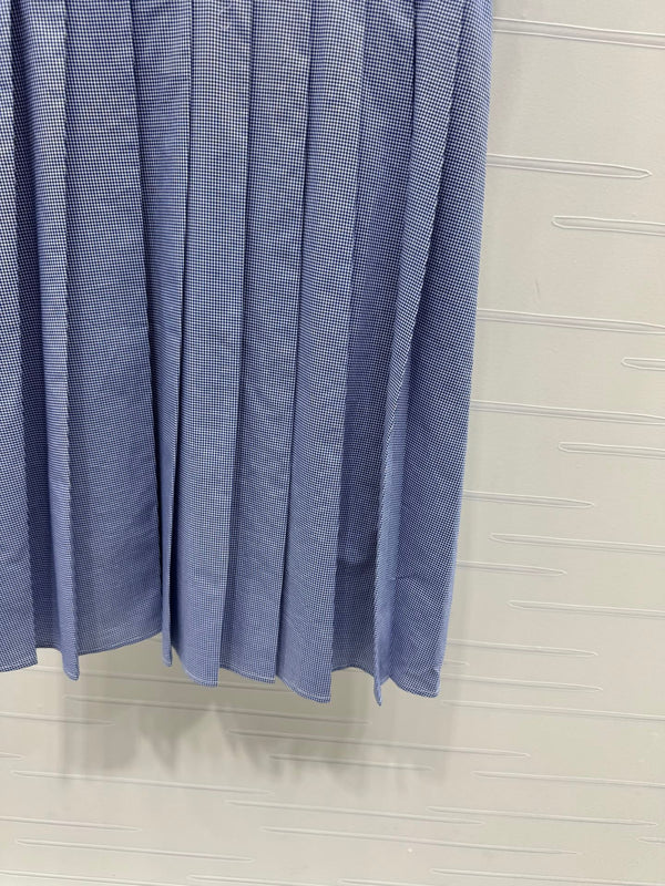 Miu Miu 26 Blue Plaid Pleated Dress with Puffed sleeves Blue in Cotton 254537